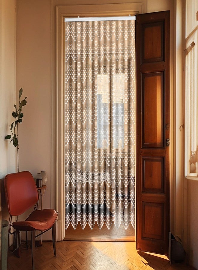 GeeComfy Crystal Beaded Curtain 35.5 x 79 Inches 81 Strands Acrylic Hanging Door Beads String Curtain Room Divider for Doorway Window Living Room Bedroom Decor, Wave Pattern - White - Image 2